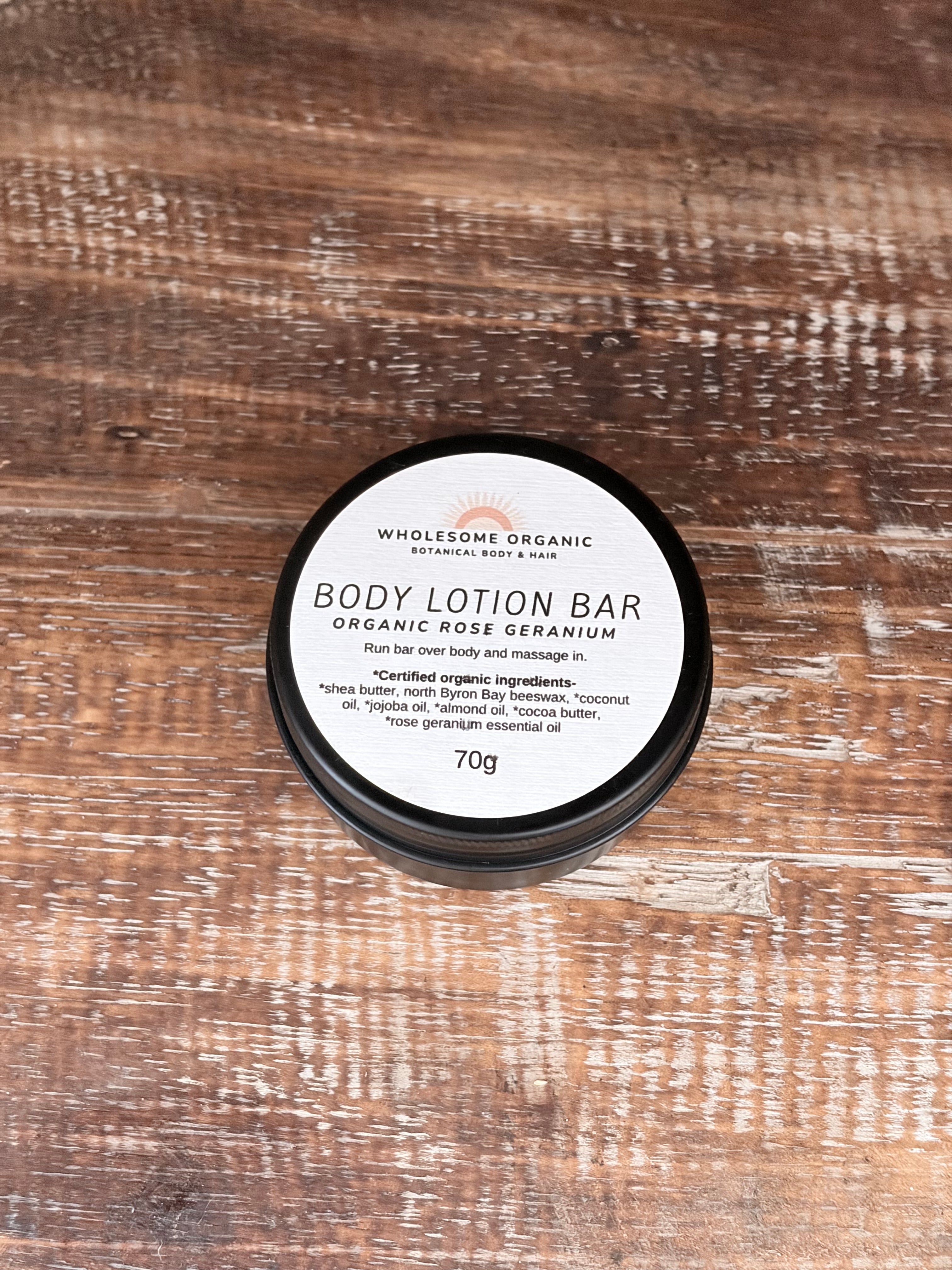 Organic Rose Geranium Body Lotion Bar